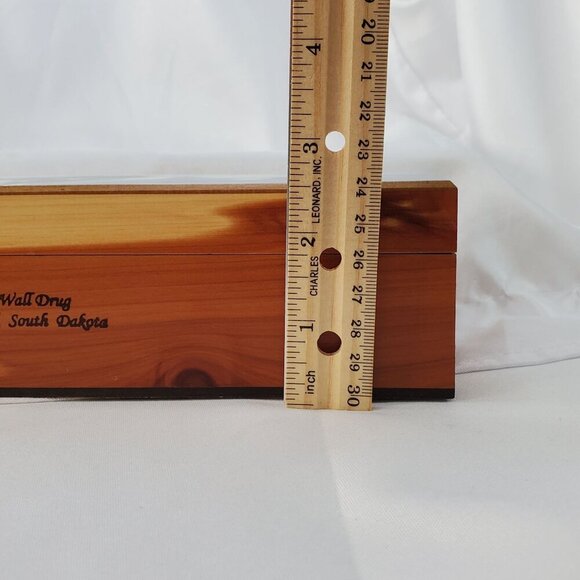 VTG Decorative Wolf Cedar Wood Jewelry Box 9.25"x4"x2.5" Wall Drug South Dakota - Picture 11 of 13